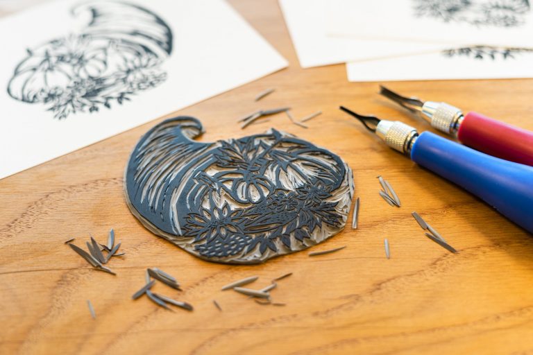 Linocut cornucopia